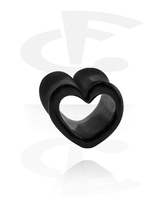 Tunnels & Plugs, Heart-shaped double flared tunnel (horn, black), Horn