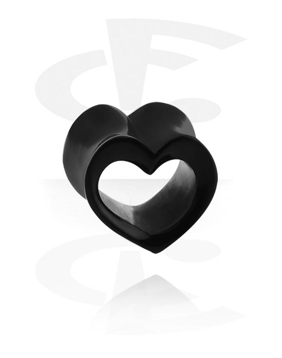 Tunnels & Plugs, Heart-shaped double flared tunnel (horn, black), Horn