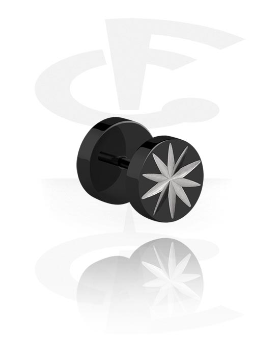 Piercings falsos, Falso plug negro grabado con láser, Acero quirúrgico 316L