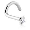 Piercings nez & Septums, Piercing nez incurvé (acier chirurgical, argent, finition brillante) avec pierre en crystal, Acier chirurgical 316L