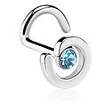 Piercings nez & Septums, Piercing nez incurvé (acier chirurgical, argent, finition brillante) avec pierre en crystal, Acier chirurgical 316L