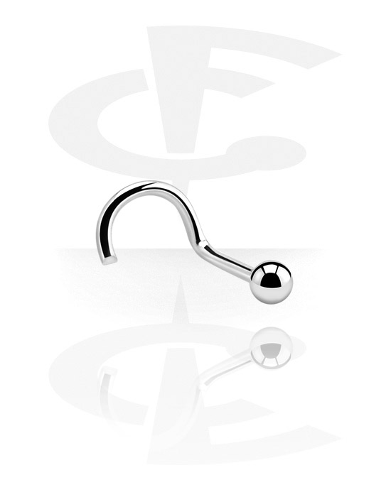 Nosovky a kroužky do nosu, Zahnutá nosovka (chirurgická ocel, stříbrná, lesklý povrch), Chirurgická ocel 316L