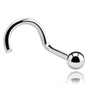 Nosovky a krúžky do nosa, Zahnutá nosovka (chirurgická oceľ, strieborná, lesklý povrch), Chirurgická oceľ 316L