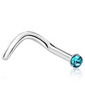 Piercings nez & Septums, Piercing nez incurvé (acier chirurgical, argent, finition brillante) avec pierre en crystal, Acier chirurgical 316L