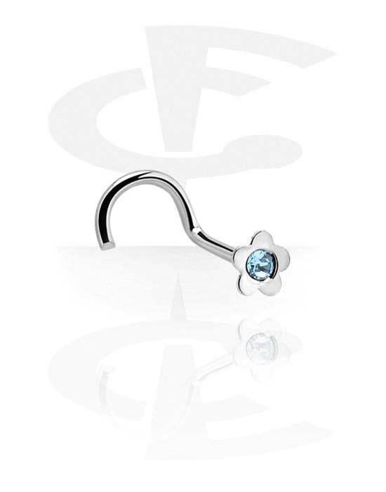 Nose Jewelry & Septums, Curved Jewelled Nose Stud, Surgical Steel 316L