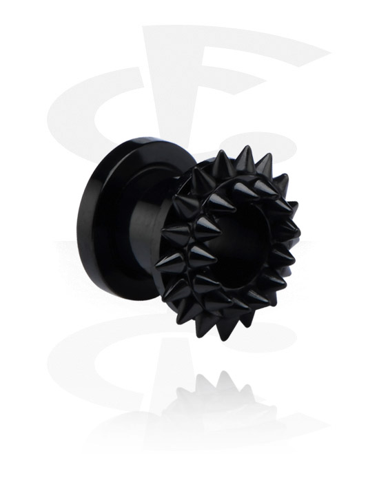 Tunneler & plugger, Black Tunnel with Spikes, Surgical Steel 316L