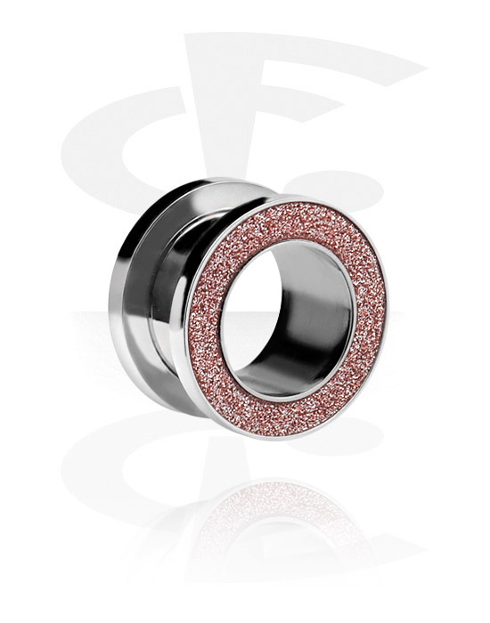 Tunnels & Plugs, Screw-on tunnel (surgical steel, silver, shiny finish) with diamond look, Surgical Steel 316L