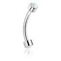 Ukrivljeni barbeli, Internally Threaded Banana (surgical steel, silver, shiny finish) s/z Umetni opal, Kirurško jeklo 316L