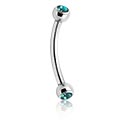 Curved Barbells, Internally Threaded Banana (surgical steel, silver, shiny finish) with Jewelled Balls, Surgical Steel 316L