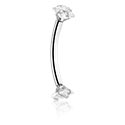Curved Barbells, Internally Threaded Banana (surgical steel, silver, shiny finish) with crystal stones, Surgical Steel 316L