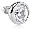 Bolas, barras & más, Accesorio para barras con rosca interior (acero quirúrgico, plateado, acabado brillante) con piedra brillante, Acero quirúrgico 316L