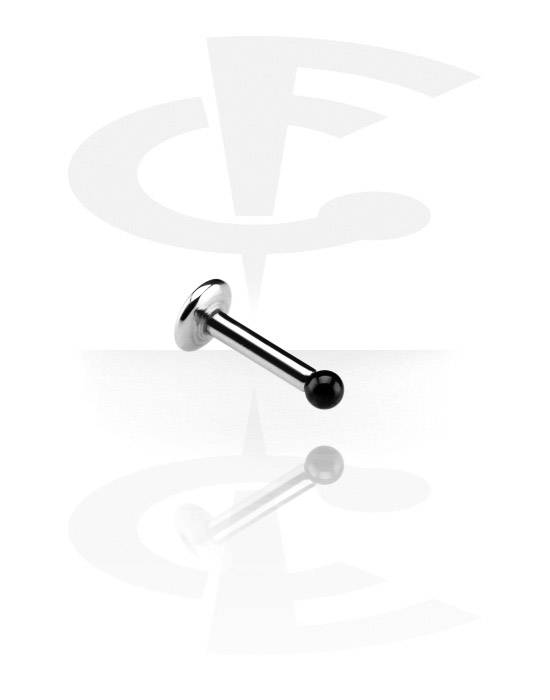 Labrety, Internally Threaded Labret with Black Steel Ball, Surgical Steel 316L