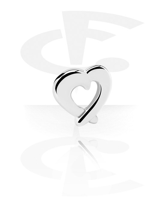 Boules, barres & plus, Accessoire pour barre à filetage de 1.6 mm (acier chirurgical, argent, finition brillante) avec motif coeur, Acier chirurgical 316L