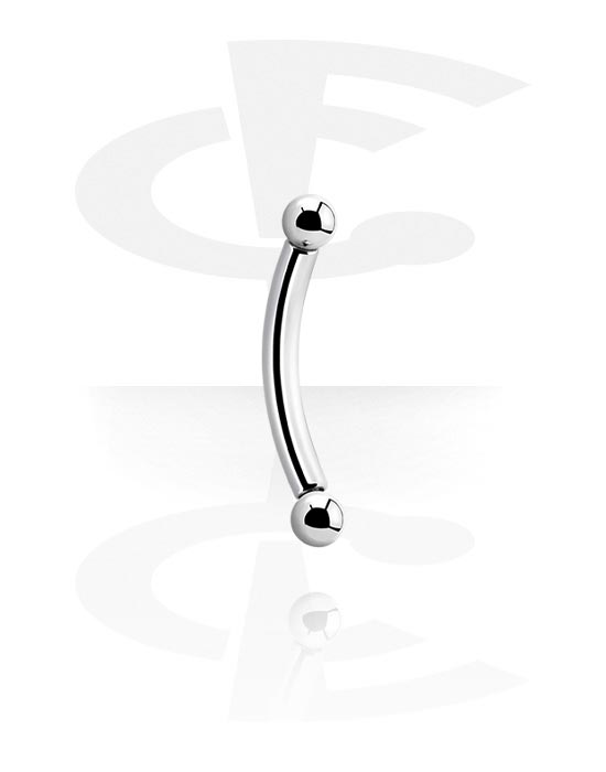 Curved Barbells, Banana (surgical steel, silver, shiny finish) with balls, Surgical Steel 316L