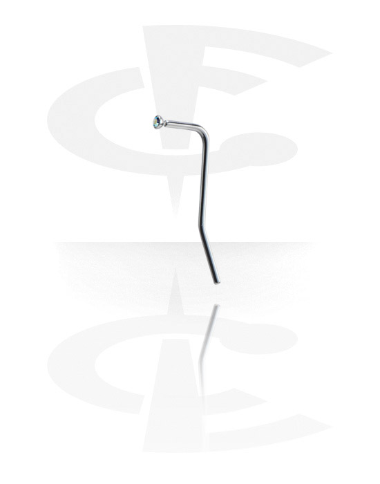 Labret-ek, Internally Threaded Fish Tail Micro Labret with Jeweled Ball, Surgical Steel 316L