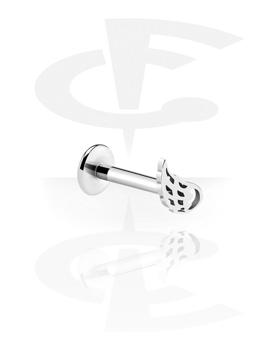 Labrets, Internally Threaded Labret with feather attachment, Surgical Steel 316L