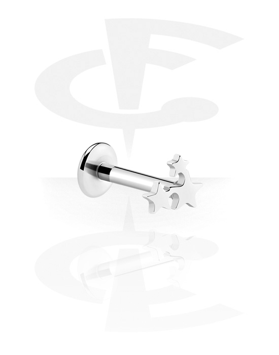 Labrets, Internally Threaded Labret with star attachment, Surgical Steel 316L