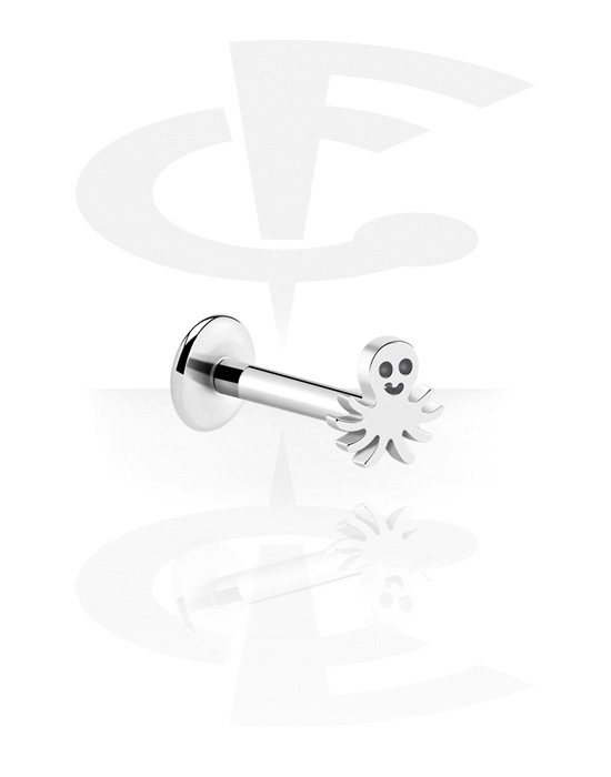 Labrets, Internally Threaded Labret with octopus design, Surgical Steel 316L
