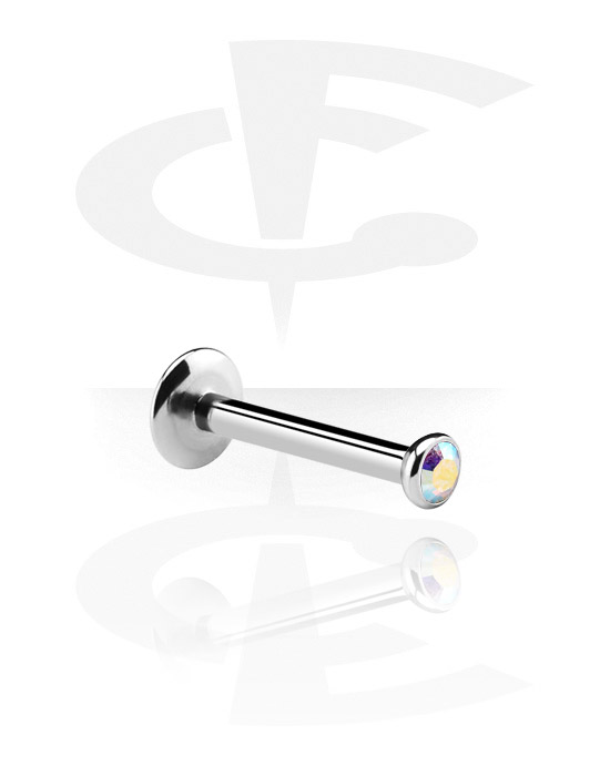 Labrety, Internally Threaded Micro Labret with Jewelled Ball, Surgical Steel 316L