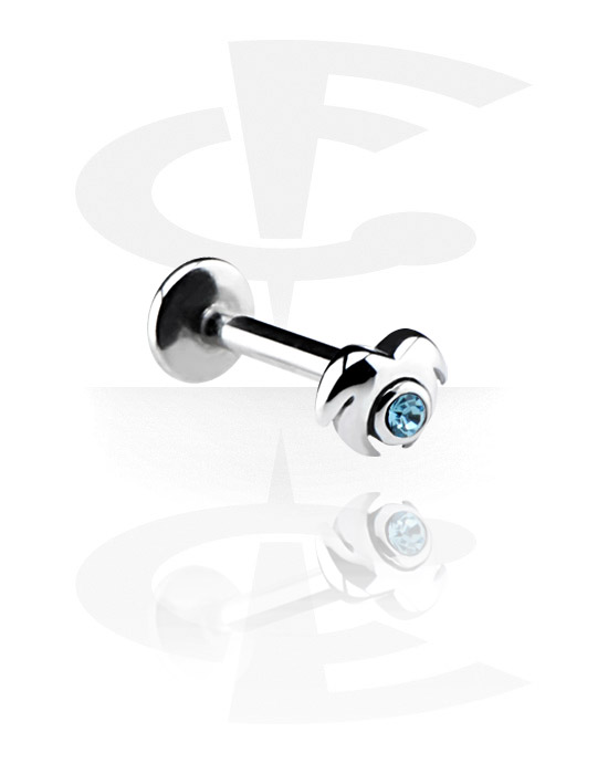 Labretter, Internally Threaded Micro Labret with Jeweled Steel Cast Attach, Surgical Steel 316L