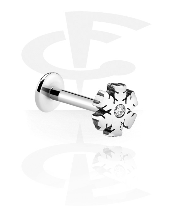 Labrets, Internally Threaded Labret with snowflake attachment, Surgical Steel 316L