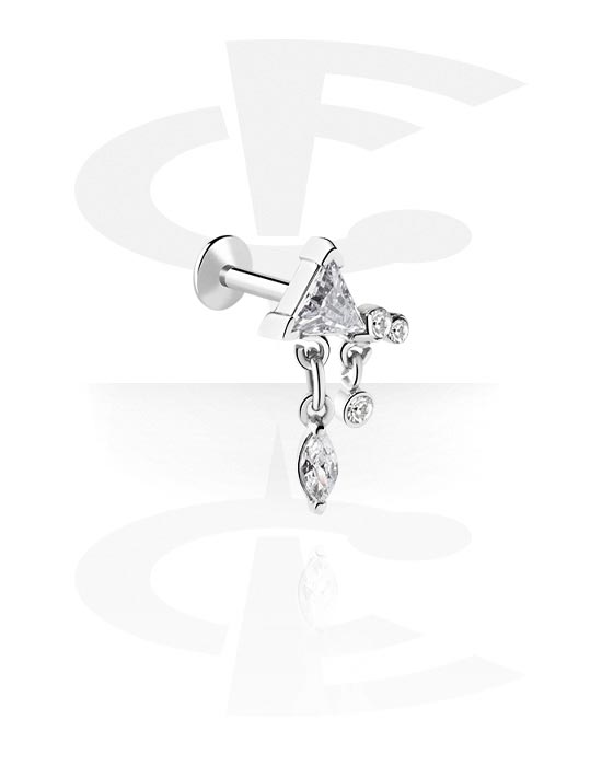 Labrets, Internally Threaded Labret with crystal stones, Surgical Steel 316L
