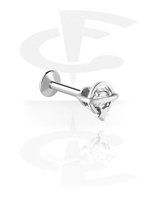 Labrets, Internally Threaded Labret with attachment and crystal stone, Surgical Steel 316L