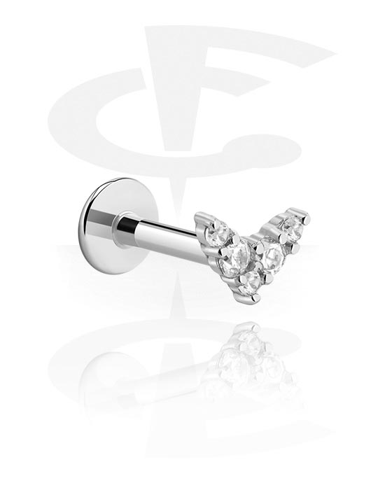 Internally Threaded Labret with attachment and crystal stones (Surgical ...
