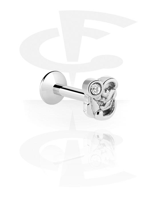 Labrets, Internally Threaded Labret with crystal stone, Surgical Steel 316L