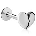 Labretter, Innvendig gjenget labret med hjertedesign, Kirurgisk stål 316L