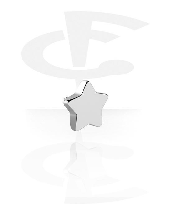 Kuličky, kolíčky a další, Koncovka pro 1,2mm tyčinky s vnitřním závitem (chirurgická ocel, stříbrná, lesklý povrch) s designem hvězda, Chirurgická ocel 316L