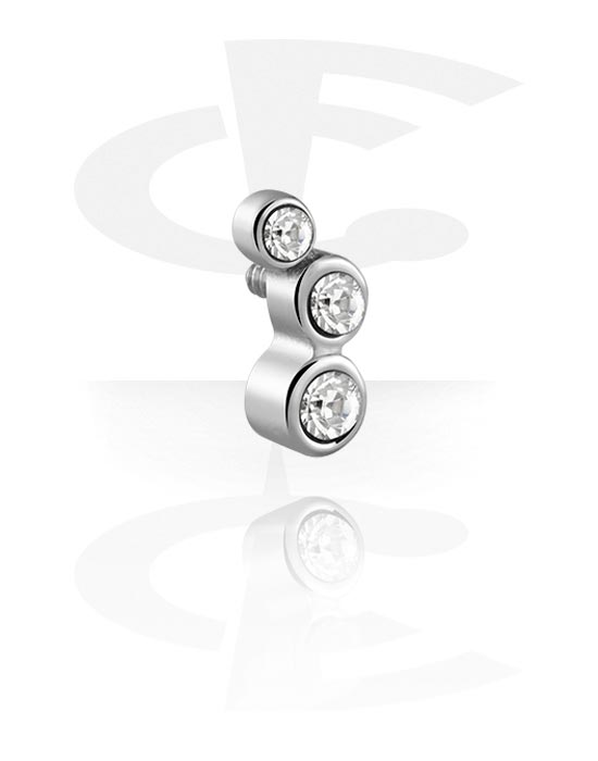 Kulor, stavar & mer, Attachment for 1.2mm internally threaded pins (surgical steel, silver, shiny finish) med kristallstenar, Kirurgiskt stål 316L