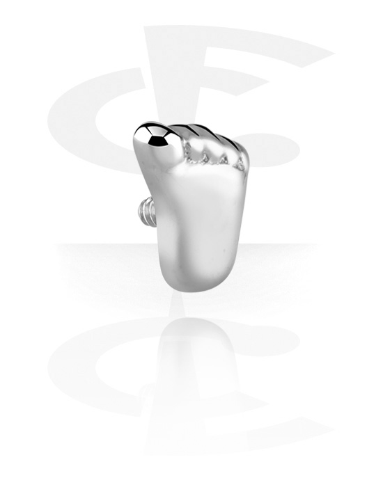 Bunkice, palčke in še več, Nastavek za 1,2-mm palčke z notranjim navojem (kirurško jeklo, srebrn, sijoč zaključek) s/z Dizajn stopalo, Kirurško jeklo 316L