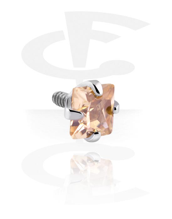 Kulor, stavar & mer, Attachment for internally threaded pins (surgical steel, silver, shiny finish) med kristallsten, Kirurgiskt stål 316L