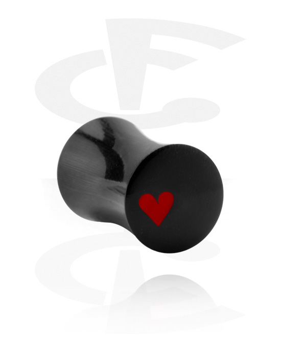 Tunnels & Plugs, Double Flared Plug with heart design, Horn