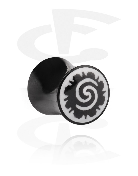 Tunnels & Plugs, Hand-carved Double Flared Plug, Horn