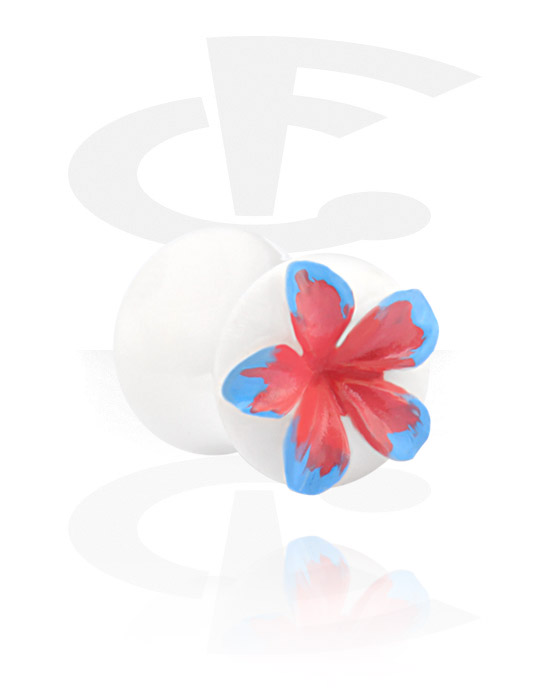 Tunnels & Plugs, Double Flared Plug with flower design, Bone