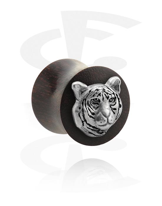 Alagutak és dugók, Double flared plug (wood) val vel steel inlay "tiger", Tamarind fa