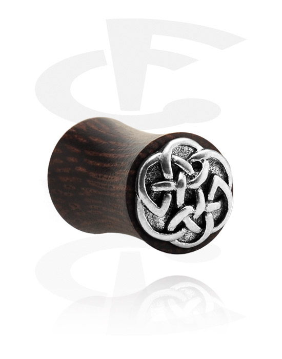 Tunnels & Plugs, Double flared plug (hout) met staal accessoire, Tamarindehout