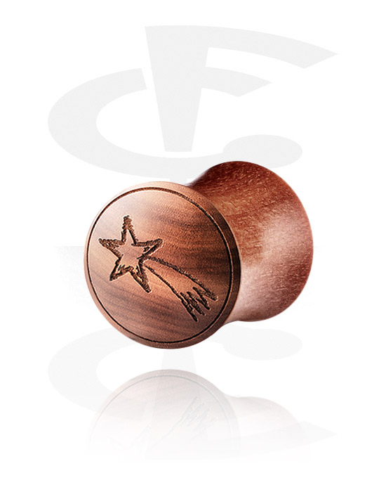 Tunely & plugy, Flared Plug with laser engraving, Wood