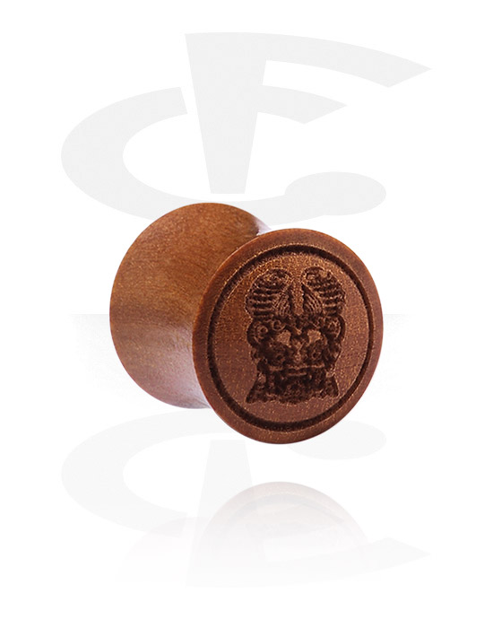 Tunnels & Plugs, Double flared plug (wood) with laser engraving, Cherry Wood