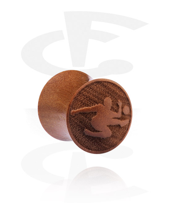 Tunnels & Plugs, Double Flared Plug with laser engraving, Cherry Wood