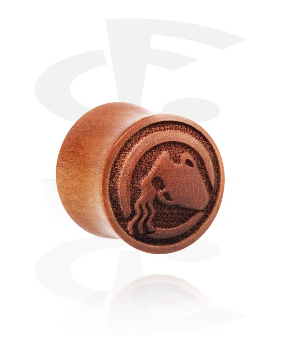 Tunnels & Plugs, Double flared plug (wood) with laser engraving, Cherry Wood