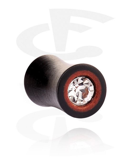 Tunnels & Plugs, Double Flared Plug avec strass, Bois