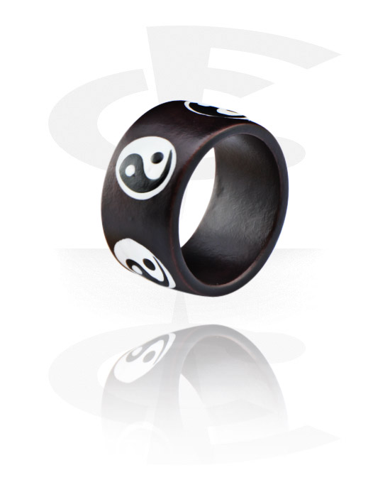 Rings, Ring with Yin-Yang design, Wood