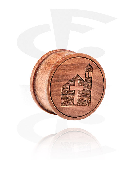 Tunnelit & plugit, Ribbed Plug with laser engraving, Wood