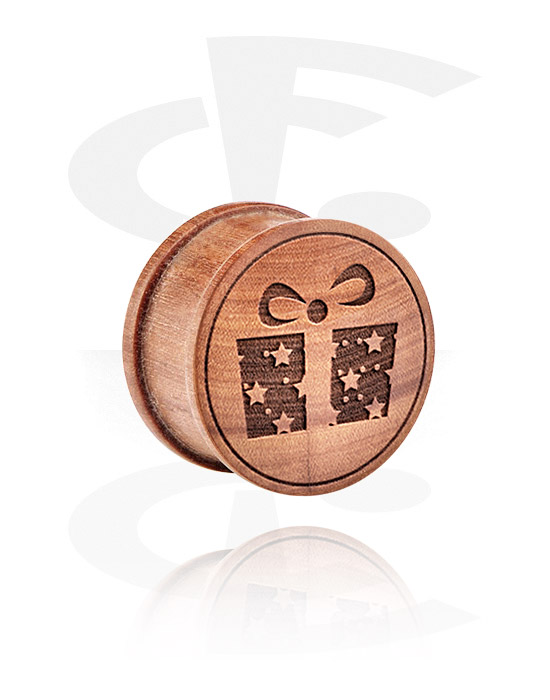 Tunely & plugy, Ribbed Plug with laser engraving, Wood