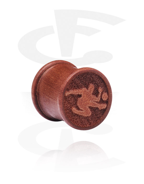 Tunnels & Plugs, Ribbed Plug with laser engraving, Cherry Wood