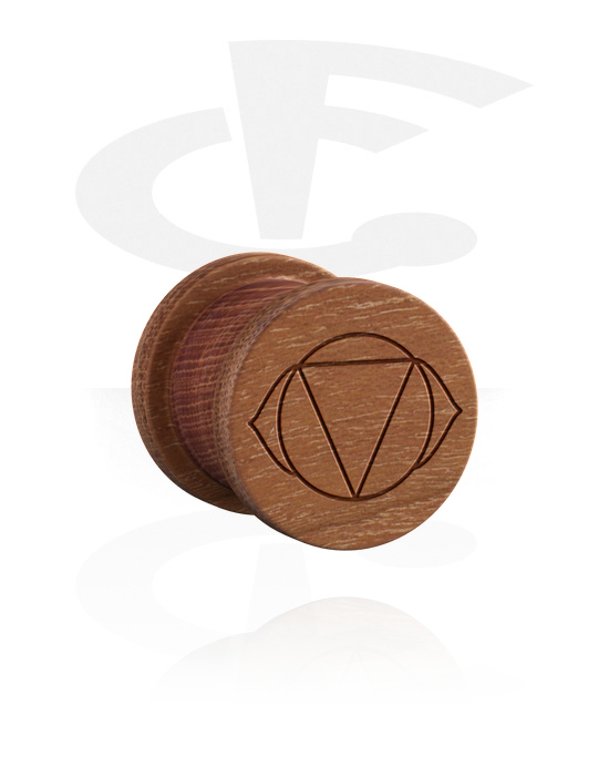 Tunnels & Plugs, Ribbed plug (wood) with laser engraving, Cherry Wood