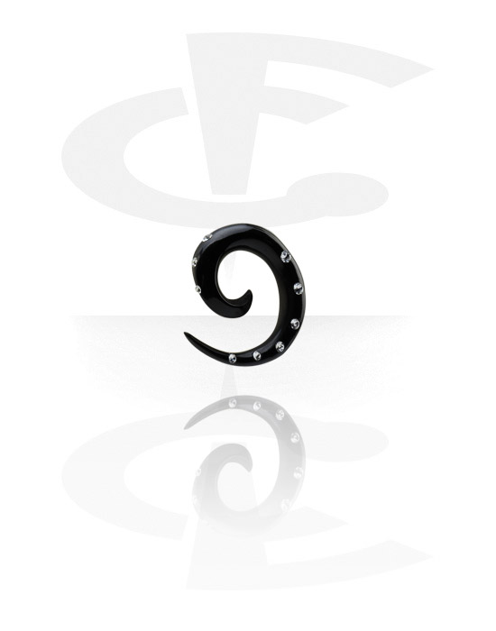 Dehnungszubehör, Horn Spirale mit Kristallsteinkugel, Organisches Material
